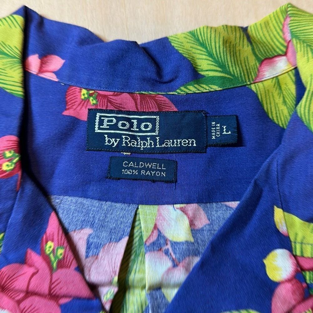Vintage Y2K Ralph Lauren Shirt Men L Caldwell Short Sleeve Hawaiian Floral Overs - Picture 4 of 5